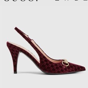 Gucci Burgundy Velvet Slingback Heels